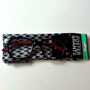 Foster Grant ASHLYN Magnifying Reading Glasses RED BLACK TORTOISE  +1.50